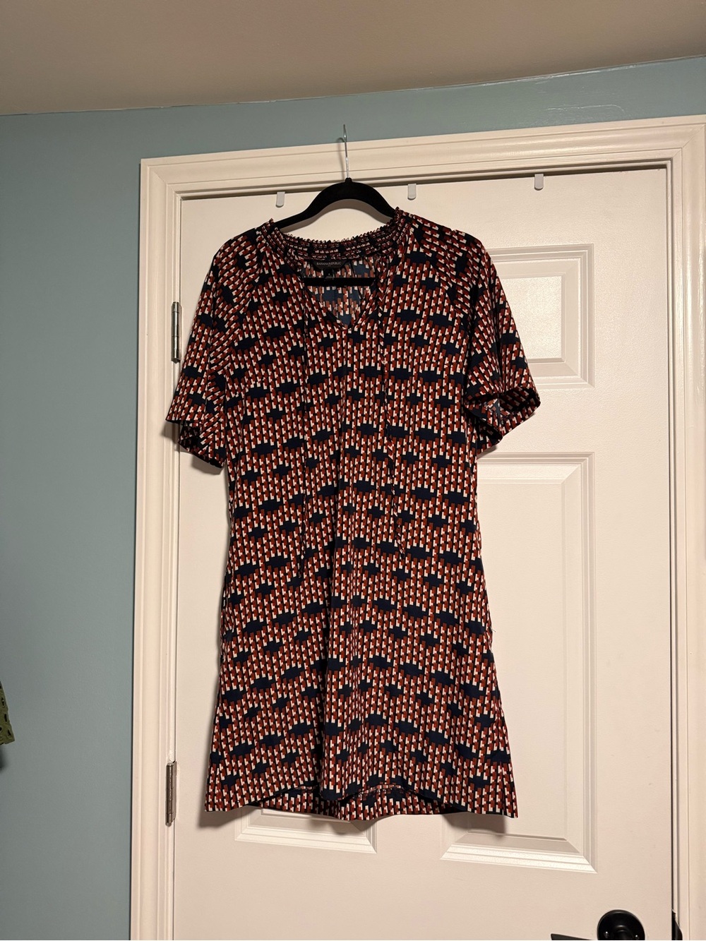 Banana Republic Navy Geometric Short Sleeve Mini Dress